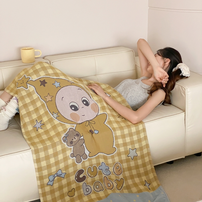 91家纺网 家纺一手货源 找家纺 麻依 2026新款四层纱布浴巾全棉 小黄人 80*160