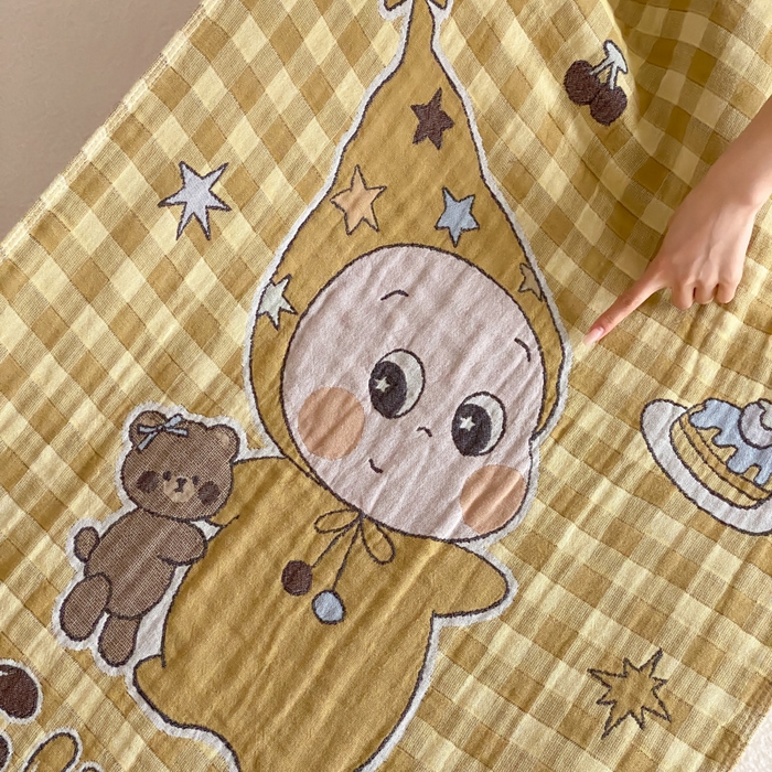 91家纺网 家纺一手货源 找家纺 麻依 2026新款四层纱布浴巾全棉 小黄人 80*160