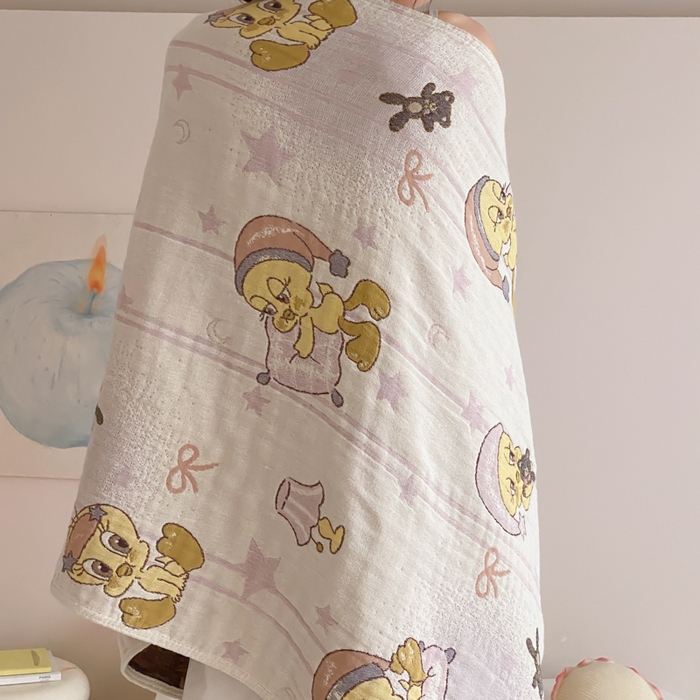 91家纺网 家纺一手货源 找家纺 麻依 2026新款四层纱布浴巾全棉 小黄鸭 80*160