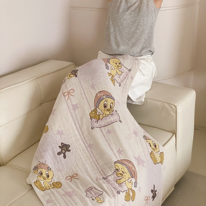 91家纺网 家纺一手货源 找家纺 麻依 2026新款四层纱布浴巾全棉 小黄鸭 80*160