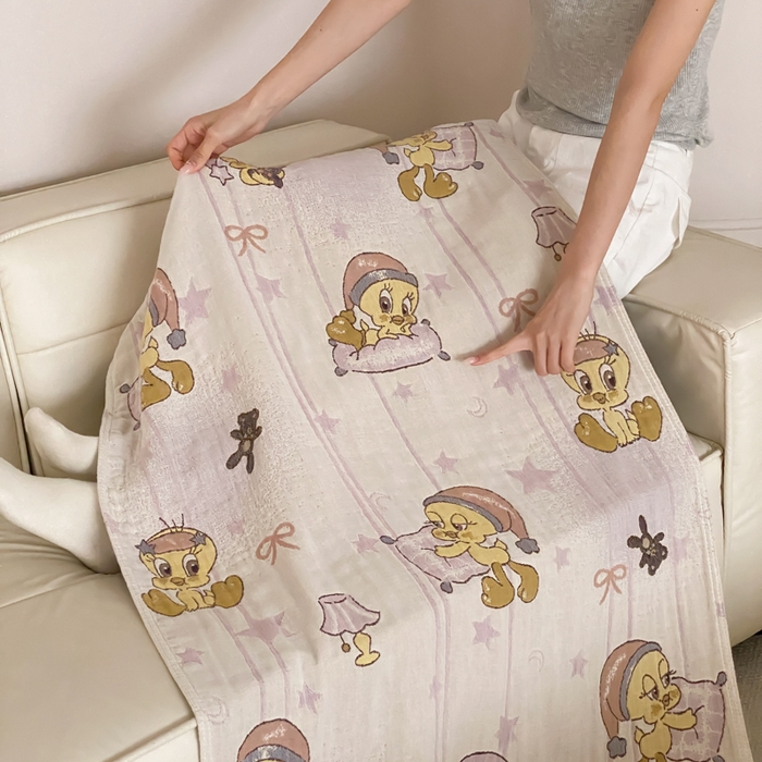 91家纺网 家纺一手货源 找家纺 麻依 2026新款四层纱布浴巾全棉 小黄鸭 80*160