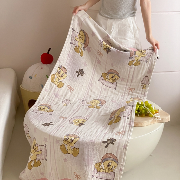 91家纺网 家纺一手货源 找家纺 麻依 2026新款四层纱布浴巾全棉 小黄鸭 80*160