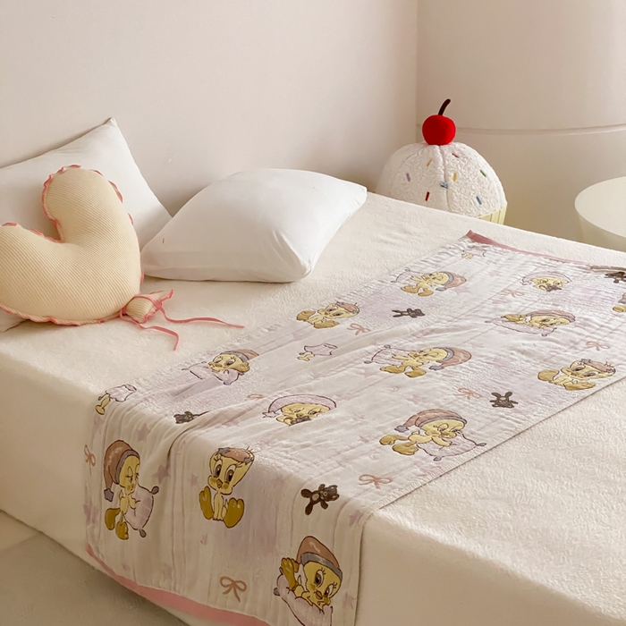 91家纺网 家纺一手货源 找家纺 麻依 2026新款四层纱布浴巾全棉 小黄鸭 80*160