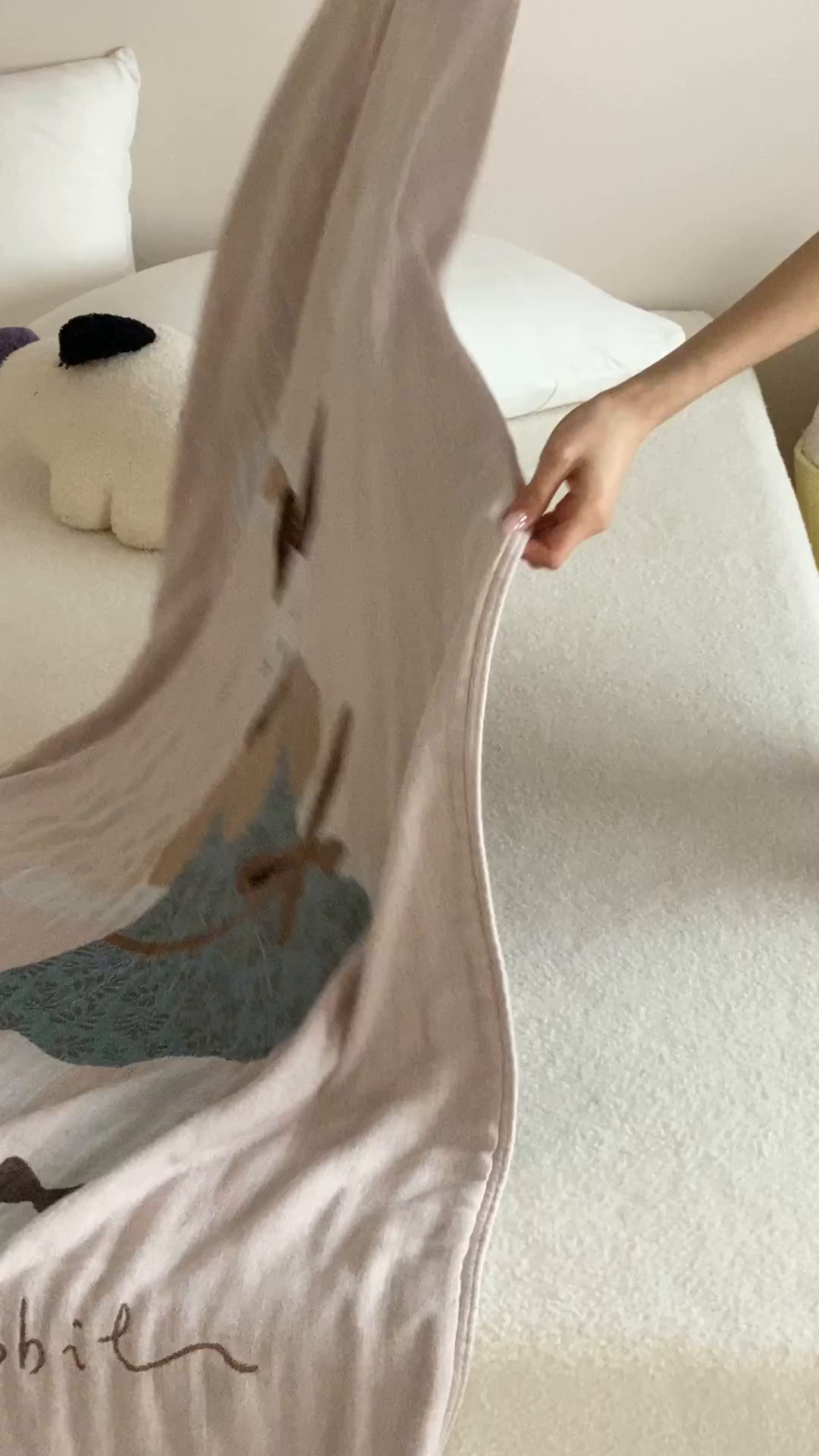 91家纺网 家纺一手货源 找家纺 麻依 2026新款四层纱布浴巾全棉 许愿小兔 80*160