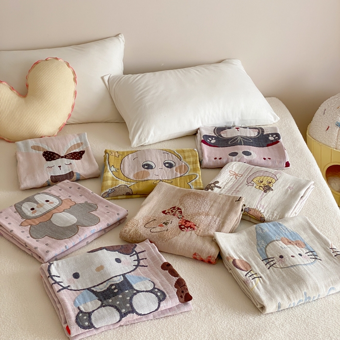 91家纺网 家纺一手货源 找家纺 麻依 2026新款四层纱布浴巾全棉 组合图 80*160