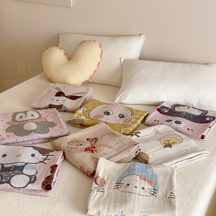 91家纺网 家纺一手货源 找家纺 麻依 2026新款四层纱布浴巾全棉 组合图 80*160