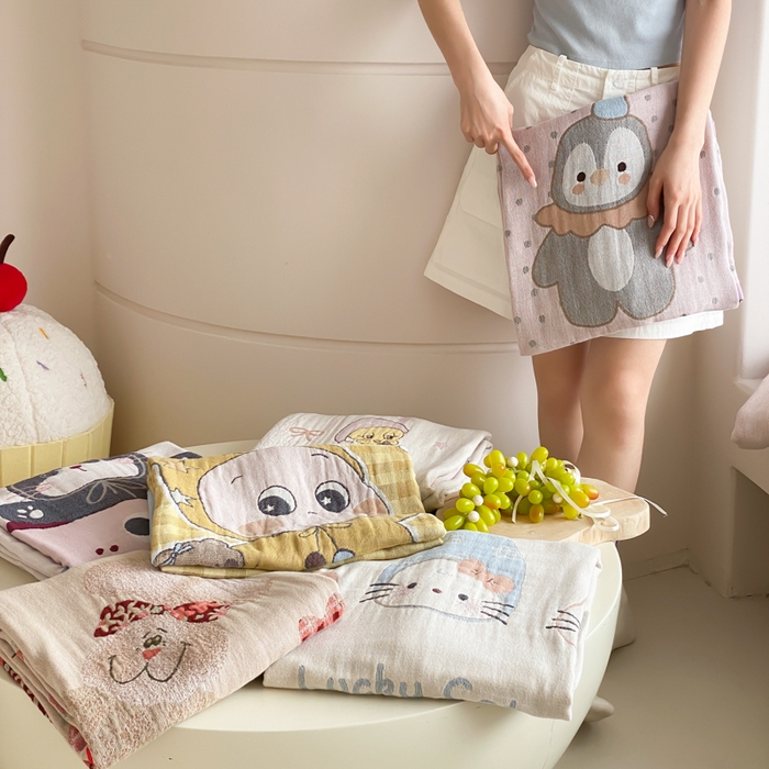 91家纺网 家纺一手货源 找家纺 麻依 2026新款四层纱布浴巾全棉 组合图 80*160