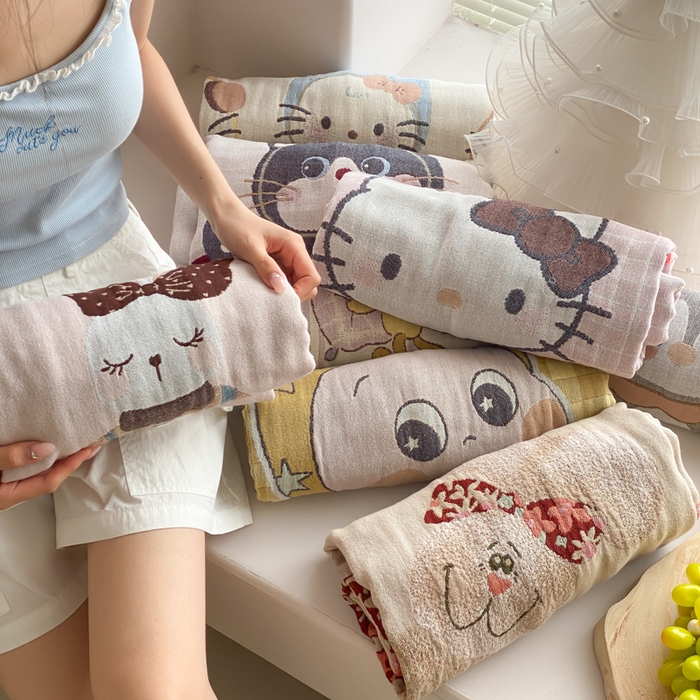 91家纺网 家纺一手货源 找家纺 麻依 2026新款四层纱布浴巾全棉 组合图 80*160