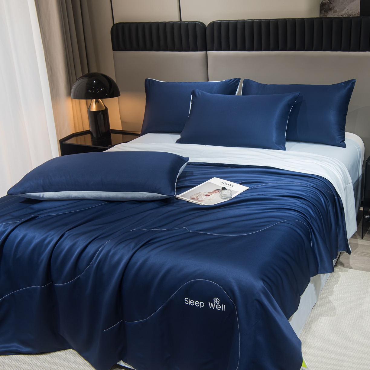 91家纺网 家纺一手货源 找家纺 （总）花伞家居 2026新款烫画水洗真丝夏被四件套