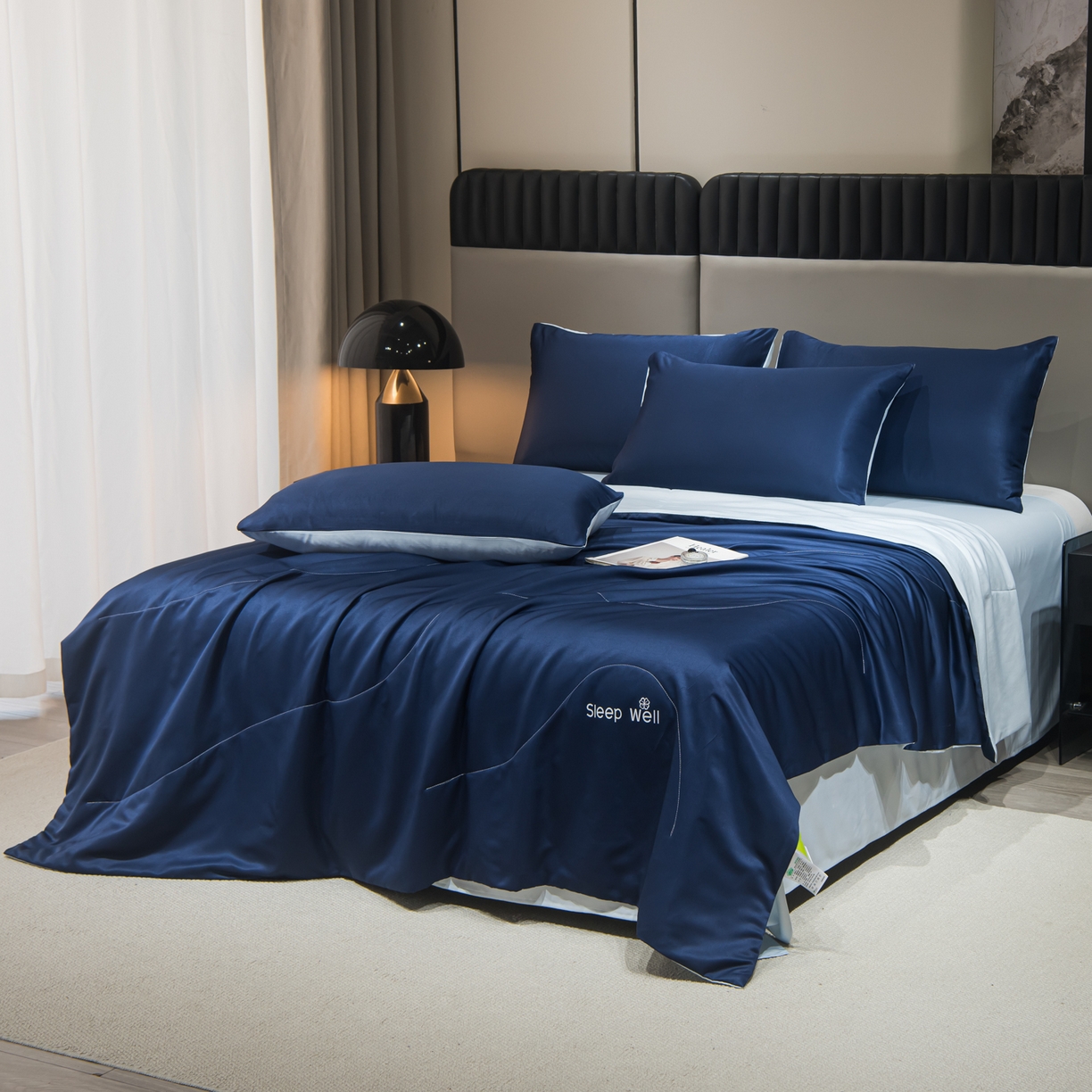 91家纺网 家纺一手货源 找家纺 （总）花伞家居 2026新款烫画水洗真丝夏被四件套