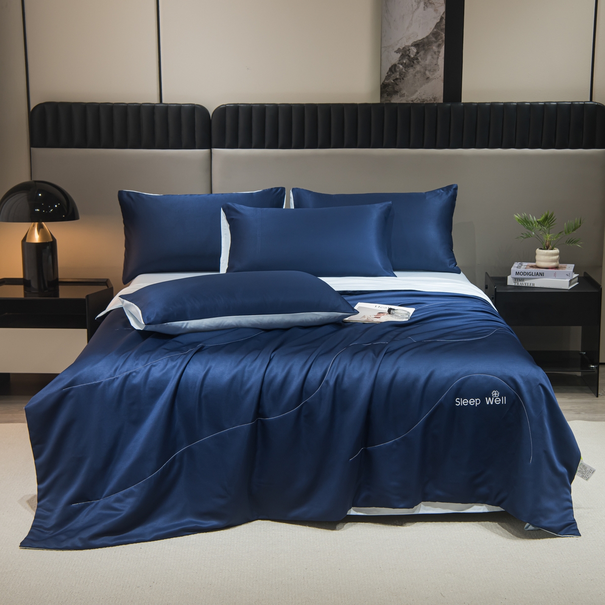 91家纺网 家纺一手货源 找家纺 （总）花伞家居 2026新款烫画水洗真丝夏被四件套