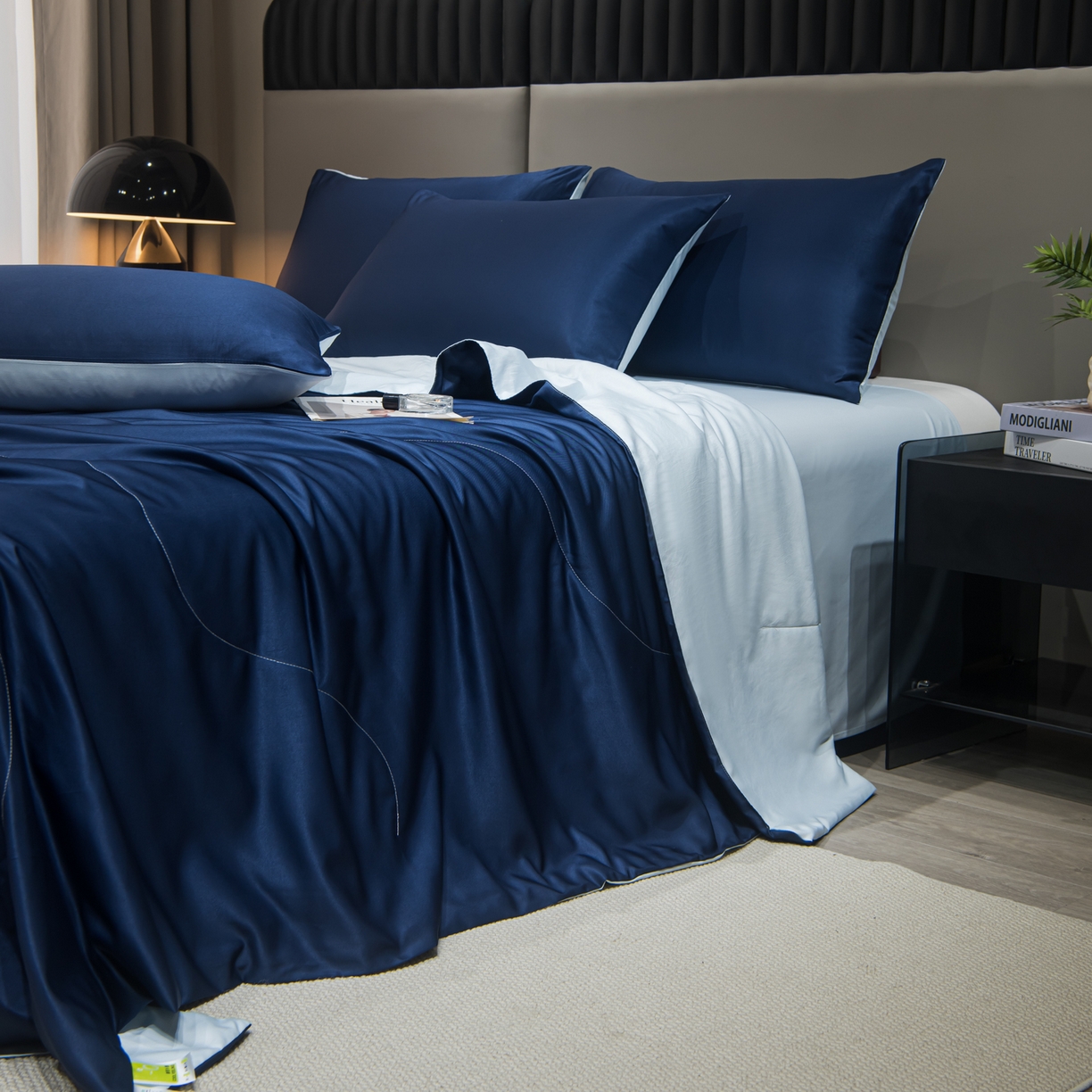 91家纺网 家纺一手货源 找家纺 （总）花伞家居 2026新款烫画水洗真丝夏被四件套