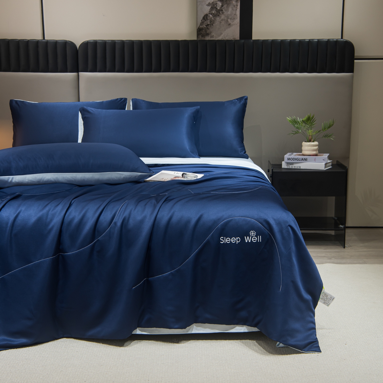 91家纺网 家纺一手货源 找家纺 （总）花伞家居 2026新款烫画水洗真丝夏被四件套