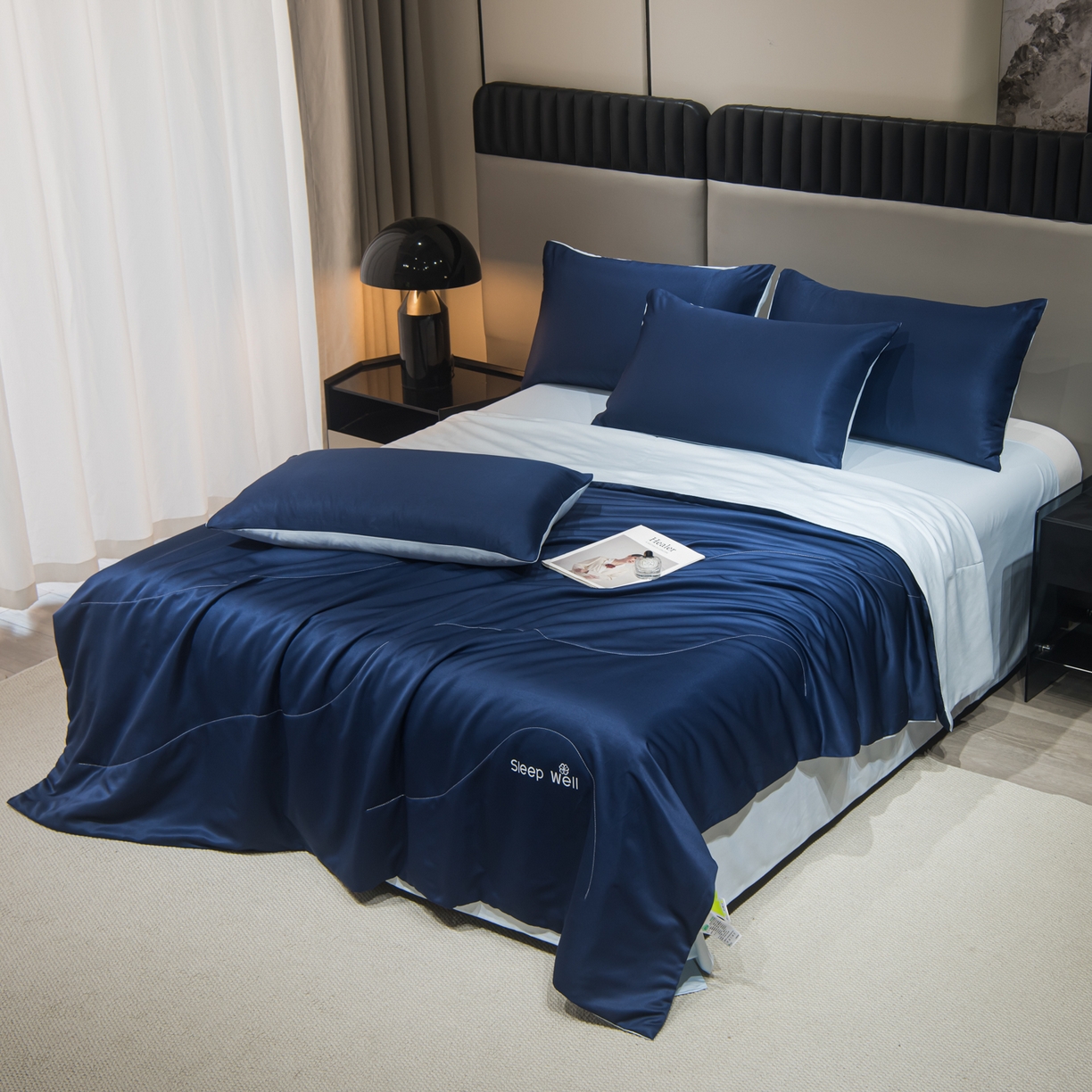 91家纺网 家纺一手货源 找家纺 （总）花伞家居 2026新款烫画水洗真丝夏被四件套