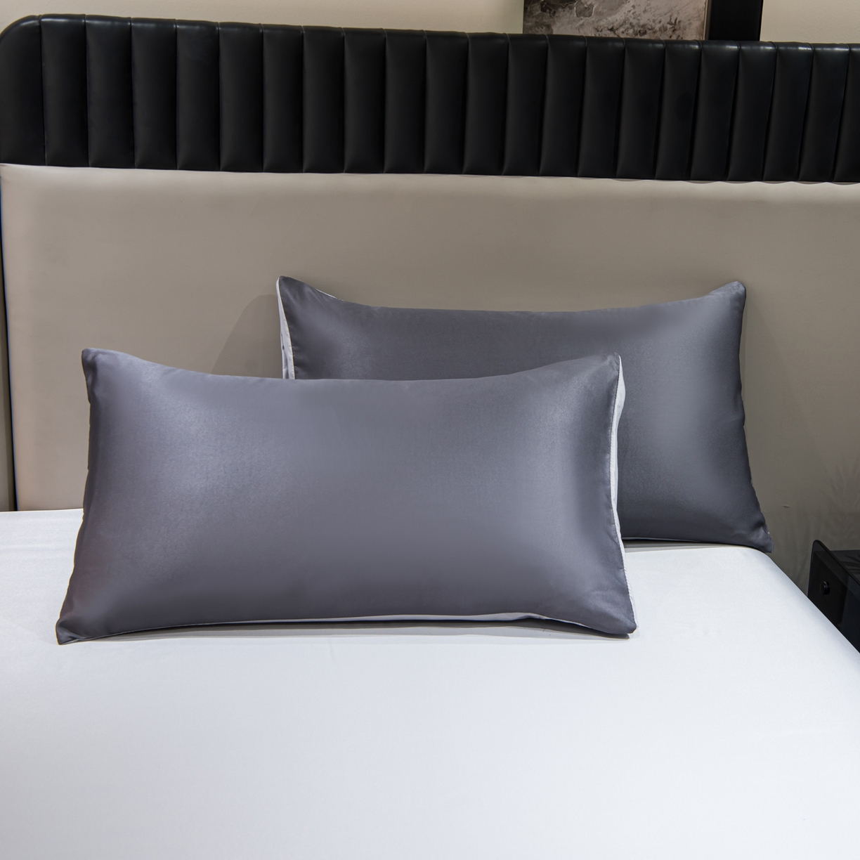 91家纺网 家纺一手货源 找家纺 花伞家居 2026新款烫画水洗真丝夏被四件套 烫画夏被-深灰+浅灰