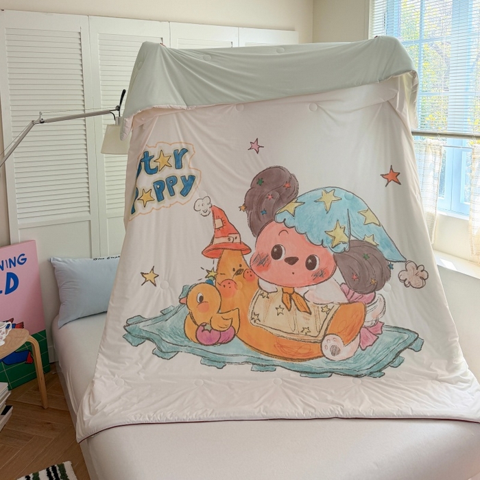 91家纺网 家纺一手货源 找家纺 暖生活 2026新款A类卡通大版冰皮凉感夏被空调被夏凉被 月亮星人