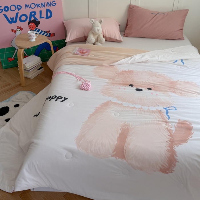 91家纺网 家纺一手货源 找家纺 暖生活 2026新款A类卡通大版冰皮凉感夏被空调被夏凉被 茸茸小狗