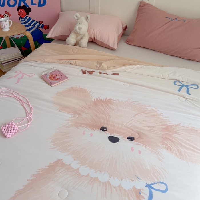 91家纺网 家纺一手货源 找家纺 暖生活 2026新款A类卡通大版冰皮凉感夏被空调被夏凉被 茸茸小狗