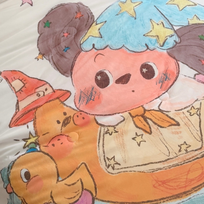 91家纺网 家纺一手货源 找家纺 暖生活 2026新款A类卡通大版冰皮凉感夏被空调被夏凉被 月亮星人