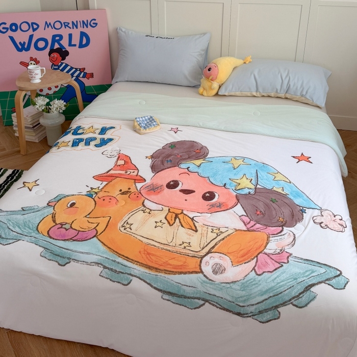 91家纺网 家纺一手货源 找家纺 暖生活 2026新款A类卡通大版冰皮凉感夏被空调被夏凉被 月亮星人