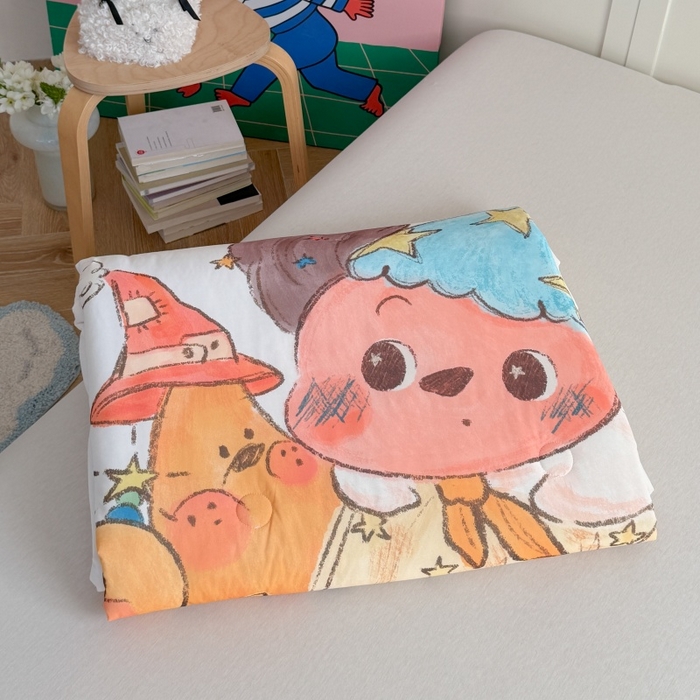 91家纺网 家纺一手货源 找家纺 暖生活 2026新款A类卡通大版冰皮凉感夏被空调被夏凉被 月亮星人