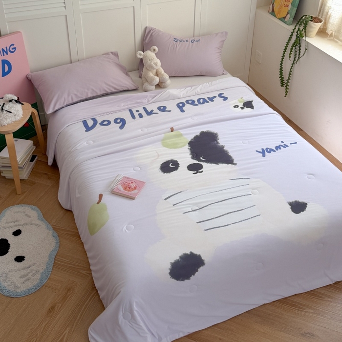 91家纺网 家纺一手货源 找家纺 暖生活 2026新款A类卡通大版冰皮凉感夏被空调被夏凉被 鸭梨小狗