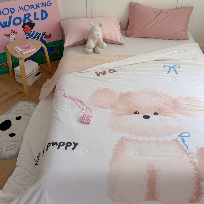 91家纺网 家纺一手货源 找家纺 暖生活 2026新款A类卡通大版冰皮凉感夏被空调被夏凉被 茸茸小狗