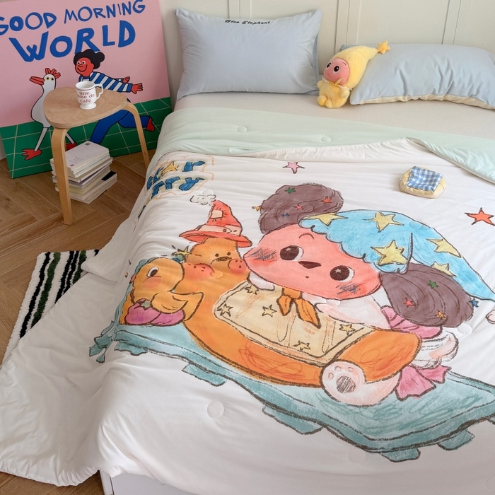 91家纺网 家纺一手货源 找家纺 暖生活 2026新款A类卡通大版冰皮凉感夏被空调被夏凉被 月亮星人