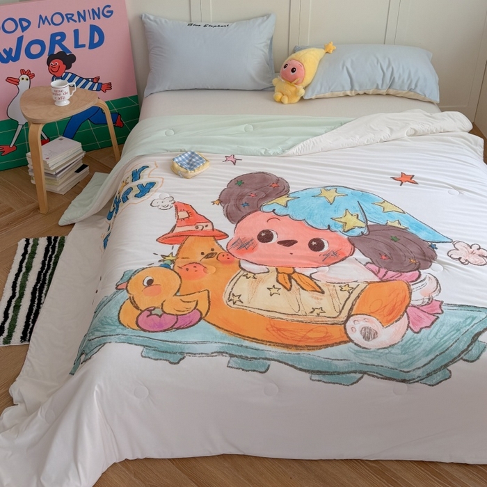 91家纺网 家纺一手货源 找家纺 暖生活 2026新款A类卡通大版冰皮凉感夏被空调被夏凉被 月亮星人