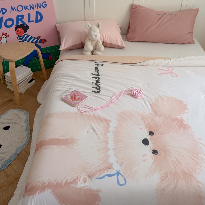 91家纺网 家纺一手货源 找家纺 暖生活 2026新款A类卡通大版冰皮凉感夏被空调被夏凉被 茸茸小狗