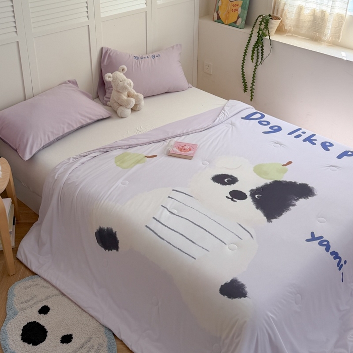 91家纺网 家纺一手货源 找家纺 暖生活 2026新款A类卡通大版冰皮凉感夏被空调被夏凉被 鸭梨小狗