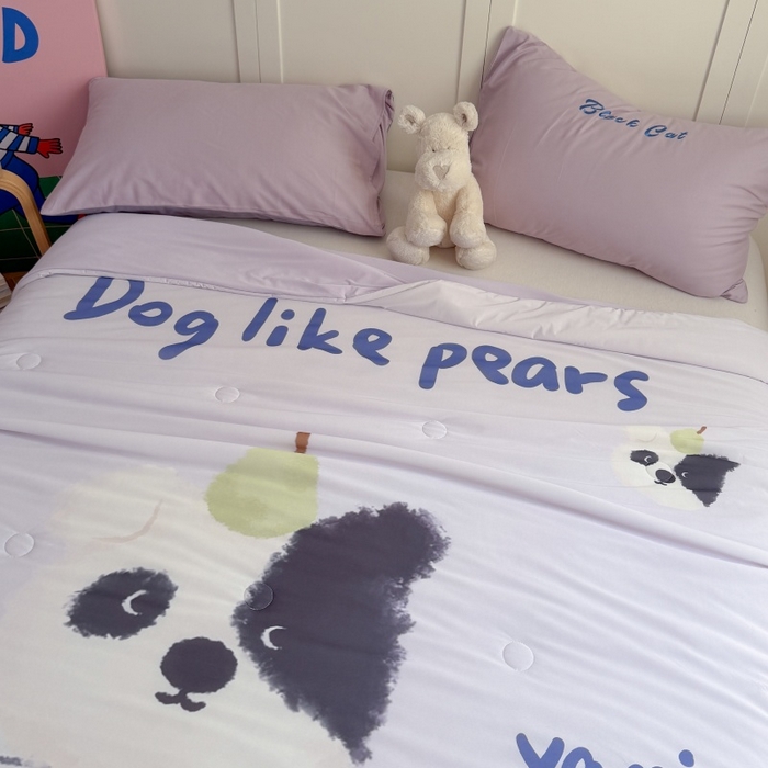 91家纺网 家纺一手货源 找家纺 暖生活 2026新款A类卡通大版冰皮凉感夏被空调被夏凉被 鸭梨小狗