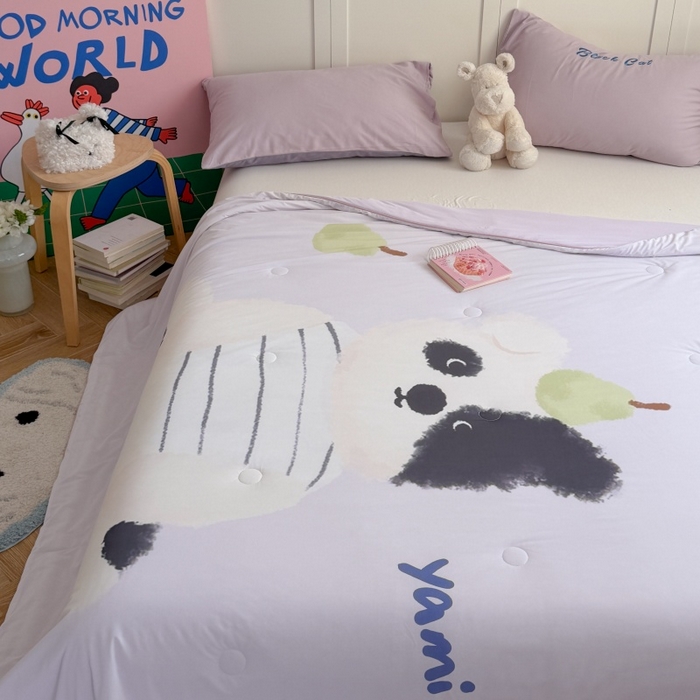 91家纺网 家纺一手货源 找家纺 暖生活 2026新款A类卡通大版冰皮凉感夏被空调被夏凉被 鸭梨小狗