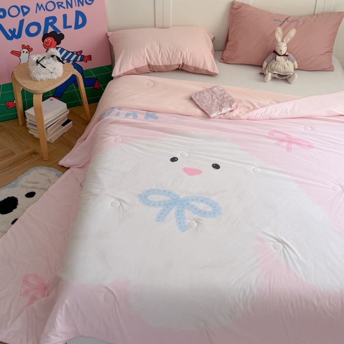 91家纺网 家纺一手货源 找家纺 暖生活 2026新款A类卡通大版冰皮凉感夏被空调被夏凉被 大耳朵兔