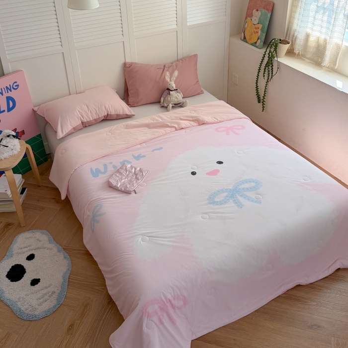 91家纺网 家纺一手货源 找家纺 暖生活 2026新款A类卡通大版冰皮凉感夏被空调被夏凉被 大耳朵兔
