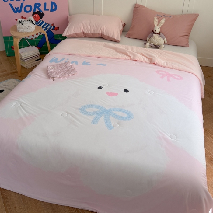 91家纺网 家纺一手货源 找家纺 暖生活 2026新款A类卡通大版冰皮凉感夏被空调被夏凉被 大耳朵兔