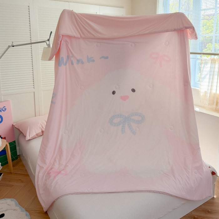 91家纺网 家纺一手货源 找家纺 暖生活 2026新款A类卡通大版冰皮凉感夏被空调被夏凉被 大耳朵兔