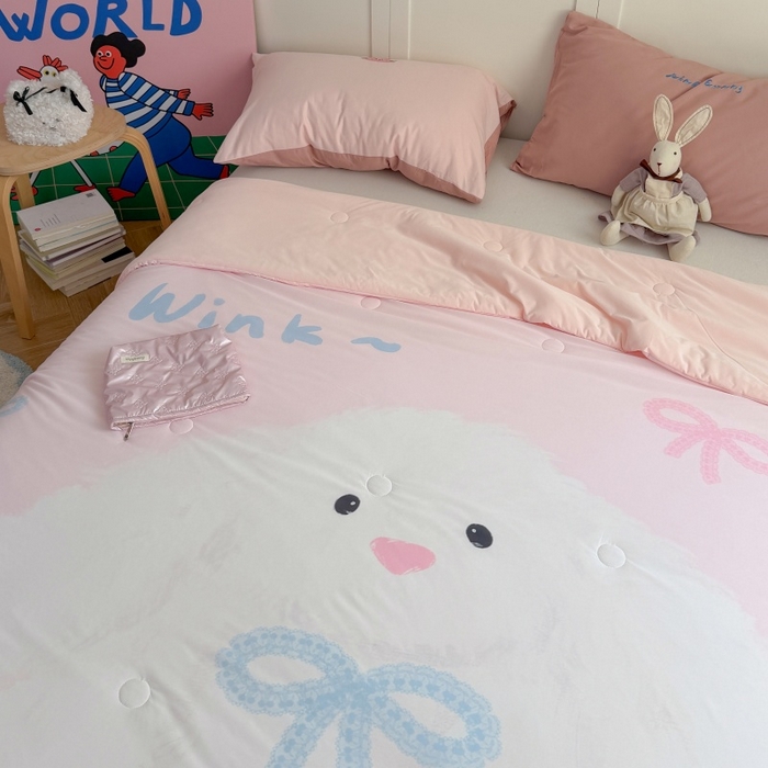 91家纺网 家纺一手货源 找家纺 暖生活 2026新款A类卡通大版冰皮凉感夏被空调被夏凉被 大耳朵兔