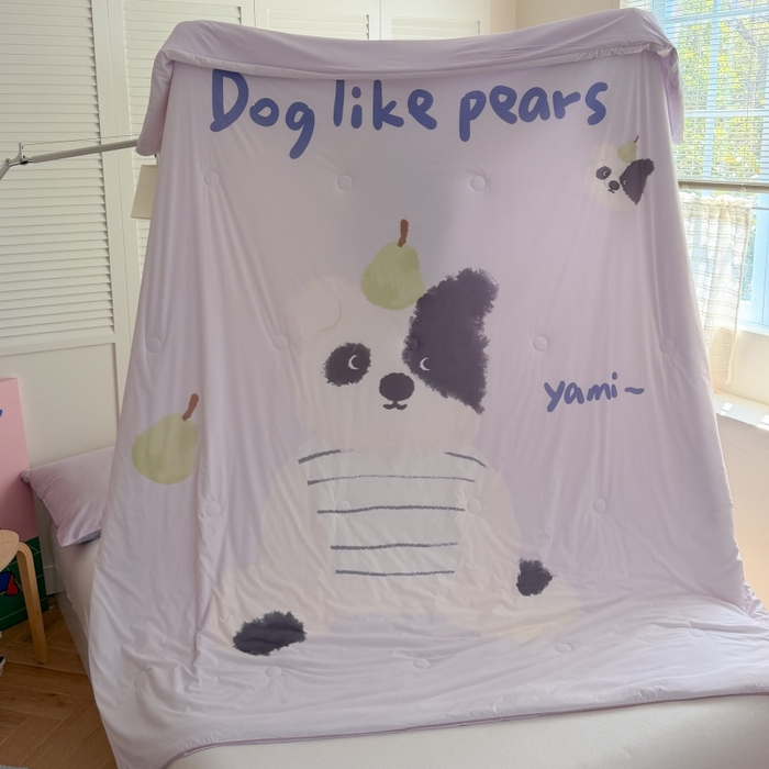 91家纺网 家纺一手货源 找家纺 暖生活 2026新款A类卡通大版冰皮凉感夏被空调被夏凉被 鸭梨小狗