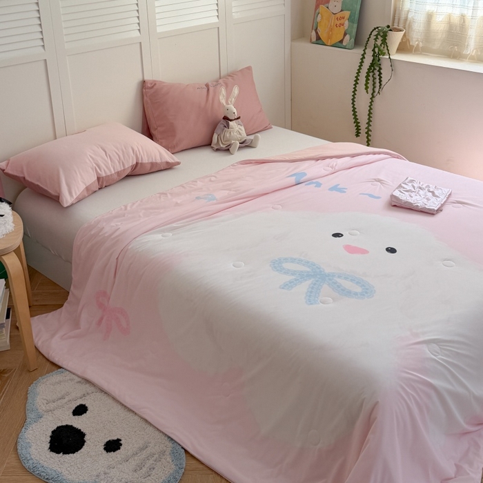 91家纺网 家纺一手货源 找家纺 暖生活 2026新款A类卡通大版冰皮凉感夏被空调被夏凉被 大耳朵兔