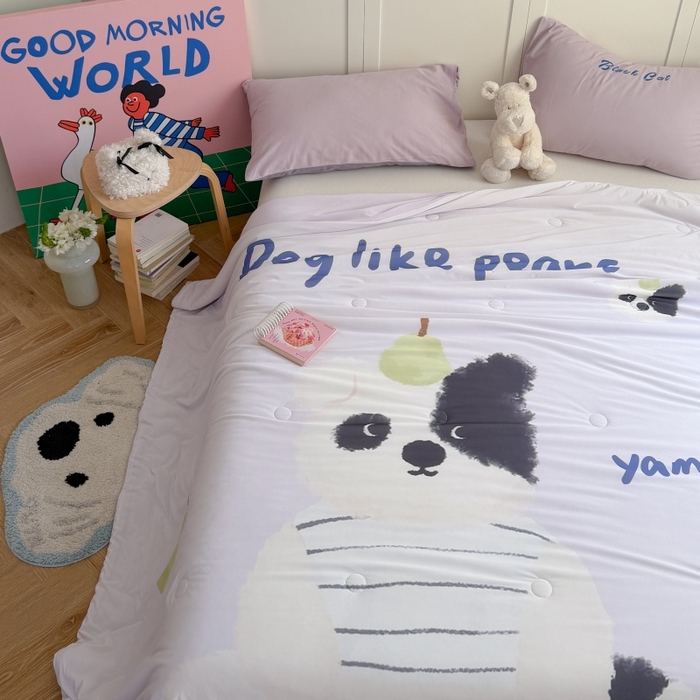 91家纺网 家纺一手货源 找家纺 暖生活 2026新款A类卡通大版冰皮凉感夏被空调被夏凉被 鸭梨小狗