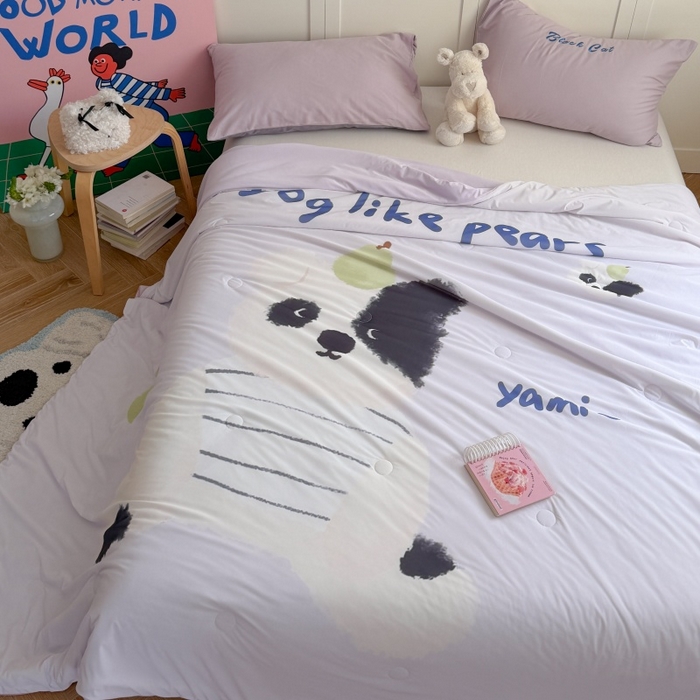 91家纺网 家纺一手货源 找家纺 暖生活 2026新款A类卡通大版冰皮凉感夏被空调被夏凉被 鸭梨小狗