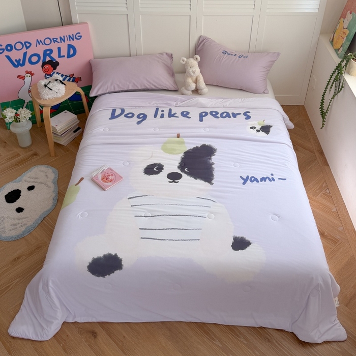 91家纺网 家纺一手货源 找家纺 暖生活 2026新款A类卡通大版冰皮凉感夏被空调被夏凉被 鸭梨小狗