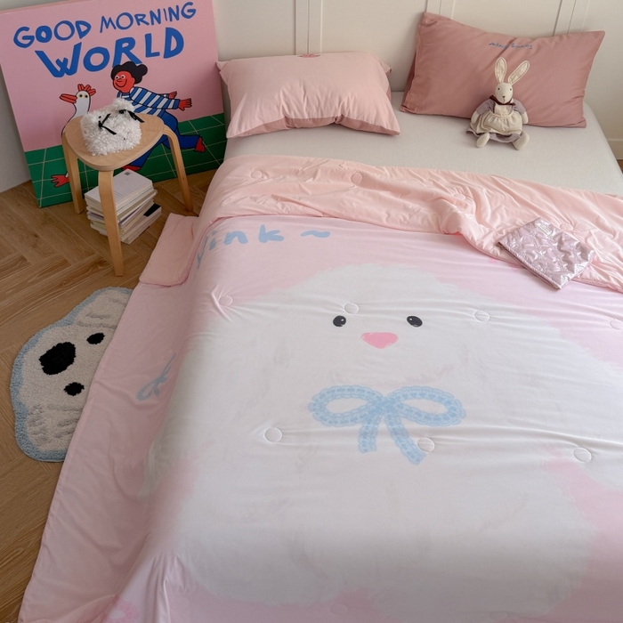 91家纺网 家纺一手货源 找家纺 暖生活 2026新款A类卡通大版冰皮凉感夏被空调被夏凉被 大耳朵兔