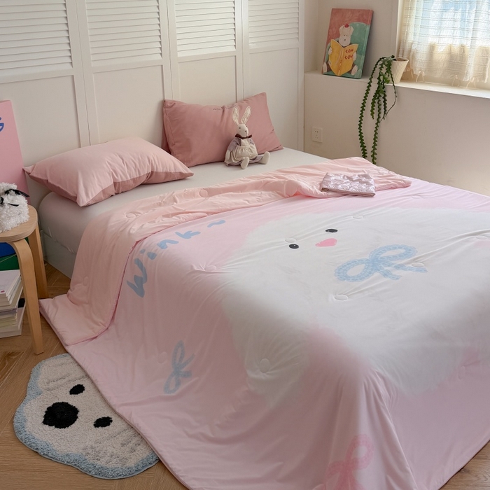 91家纺网 家纺一手货源 找家纺 暖生活 2026新款A类卡通大版冰皮凉感夏被空调被夏凉被 大耳朵兔