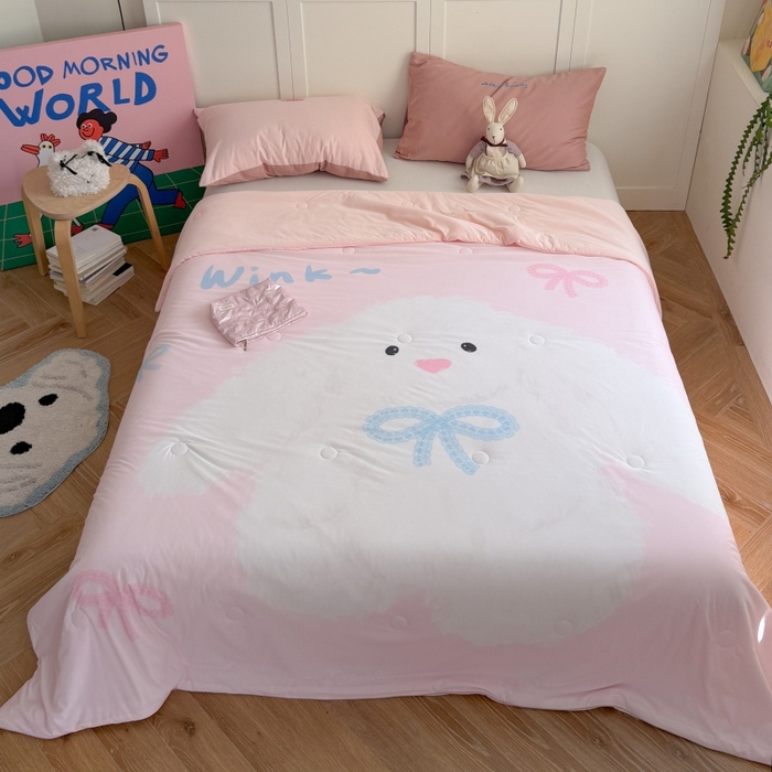 91家纺网 家纺一手货源 找家纺 暖生活 2026新款A类卡通大版冰皮凉感夏被空调被夏凉被 大耳朵兔