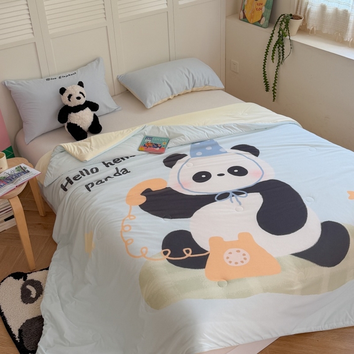 暖生活 2026新款A类卡通大版冰皮凉感夏被空调被夏凉被 熊猫电话