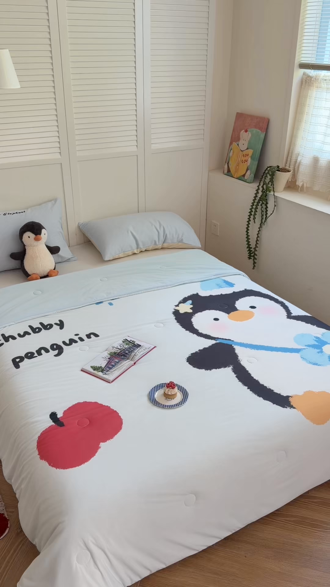 91家纺网 家纺一手货源 找家纺 暖生活 2026新款A类卡通大版冰皮凉感夏被空调被夏凉被 胖墩企鹅