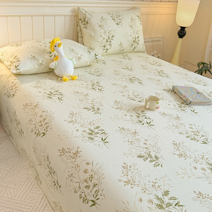 91家纺网 家纺一手货源 找家纺 美梦里 2026春夏新款小清新原棉老粗布席子凉席单床单床单单件单品床单 仙草