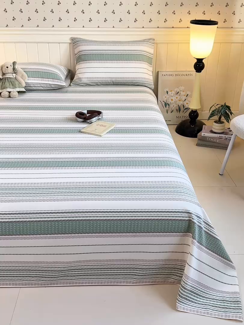 91家纺网 家纺一手货源 找家纺 美梦里 2026春夏新款小清新原棉老粗布席子凉席单床单床单单件单品床单 原野